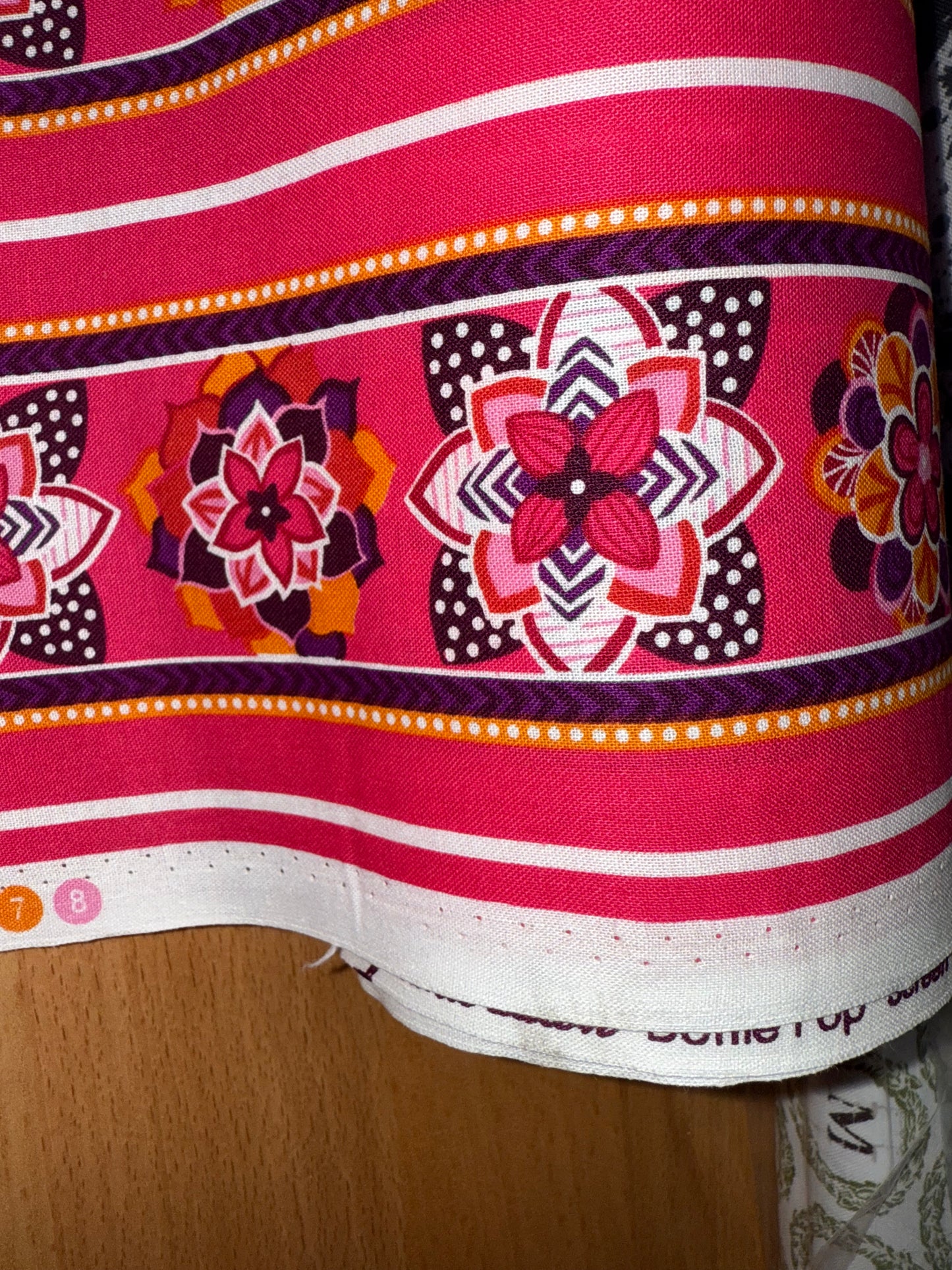 Robert Kaufman Dottie Pop Quilting Cotton – Pink Retro Floral Stripe | 44/45" Wide