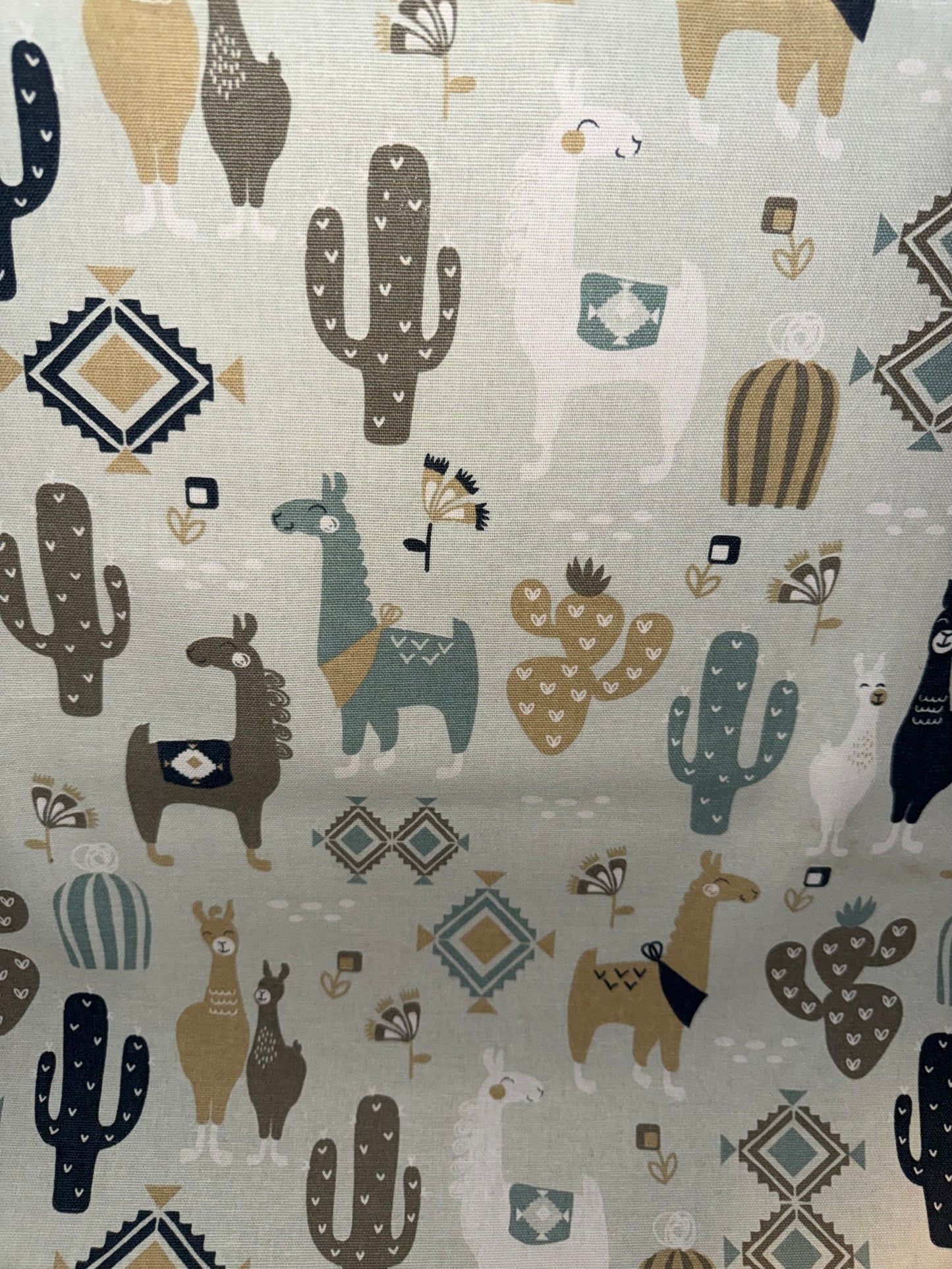 Extra Wide Llama & Cactus Canvas Fabric – 60+ Inch Wide Southwestern Cotton Canvas by the Yard