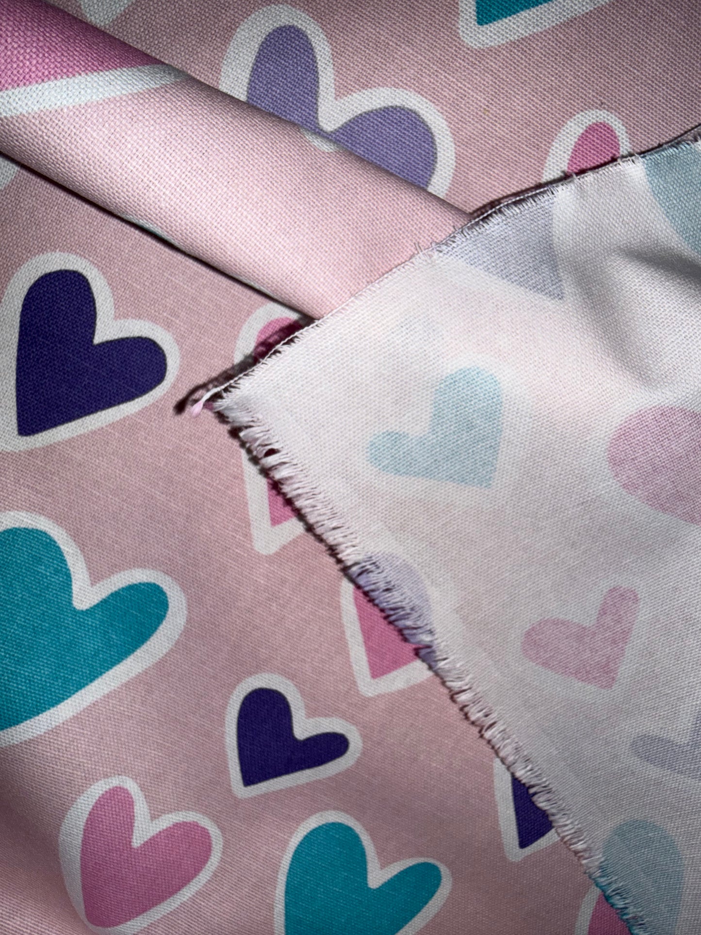 Extra Wide Pink Heart Cotton Canvas Fabric – 60+ Inch Wide Valentine, Nursery & Home Décor Fabric by the Yard