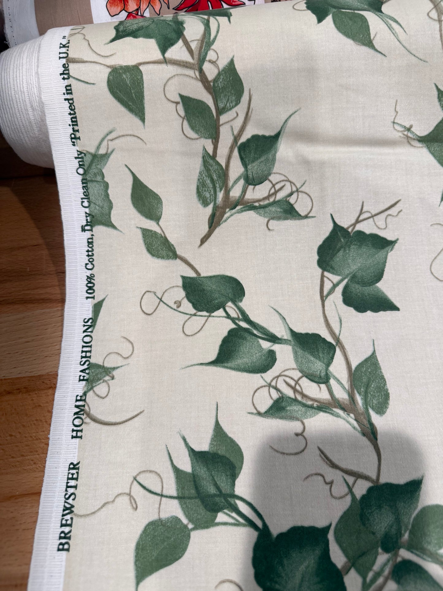 Brewster Home Fashions Ivy Vine Cotton Fabric – 54+ Inches Wide – Green Botanical Print