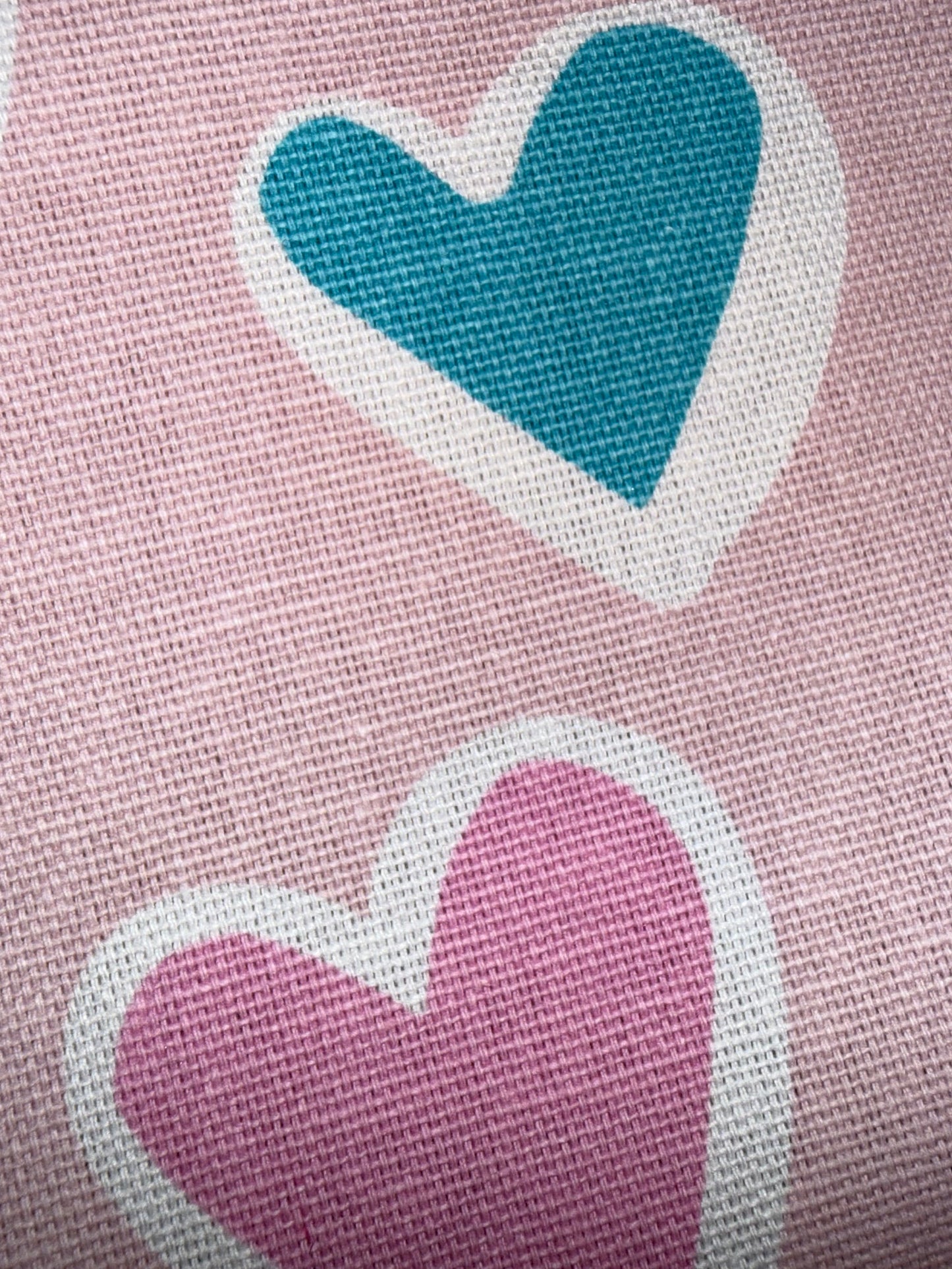 Extra Wide Pink Heart Cotton Canvas Fabric – 60+ Inch Wide Valentine, Nursery & Home Décor Fabric by the Yard
