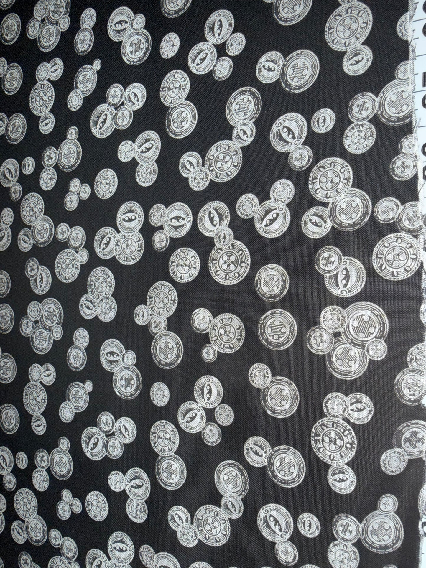 Gallery Fabrics Vintage Sewing Buttons Quilting Cotton Fabric – Black Button Toss Print – 44/45" Wide