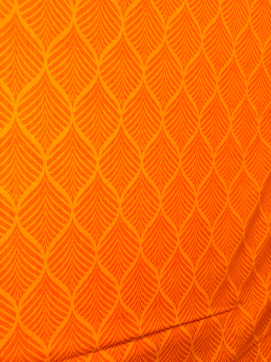Orange Leaf Blender Quilting Cotton Fabric – 44/45" Wide – Unbranded Factory Seconds – Modern Leaf Print