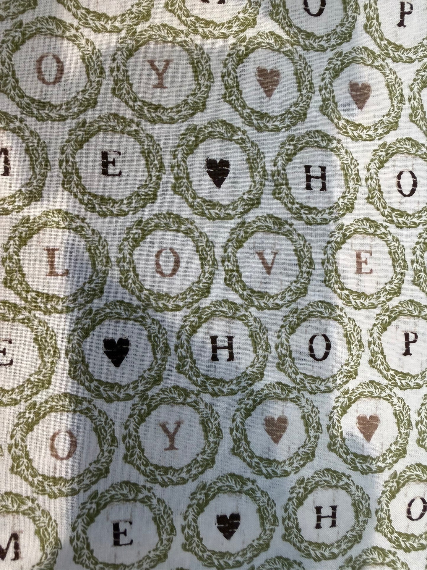 🏡 Emma & Mila Home • Love • Hope • Joy Cotton Fabric | 8 Yard Bolt | 44/45" Wide | Farmhouse Wreath Print