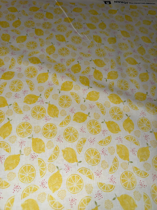 "Designed Exclusively for Joann" Lemon Quilting Cotton Fabric – Yellow Citrus Print – 44/45" Wide