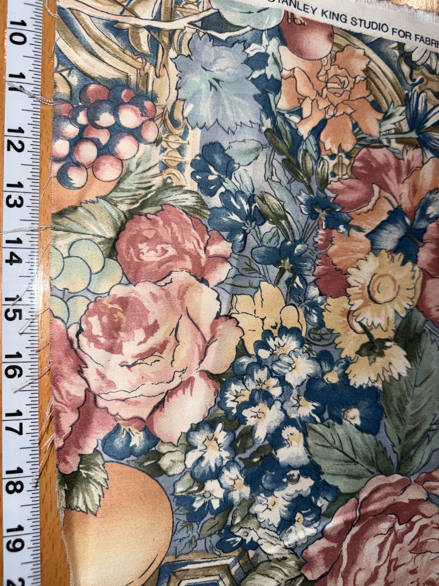 Vintage Stanley King Floral & Fruit Apparel Cotton Fabric – 56+ Inches Wide