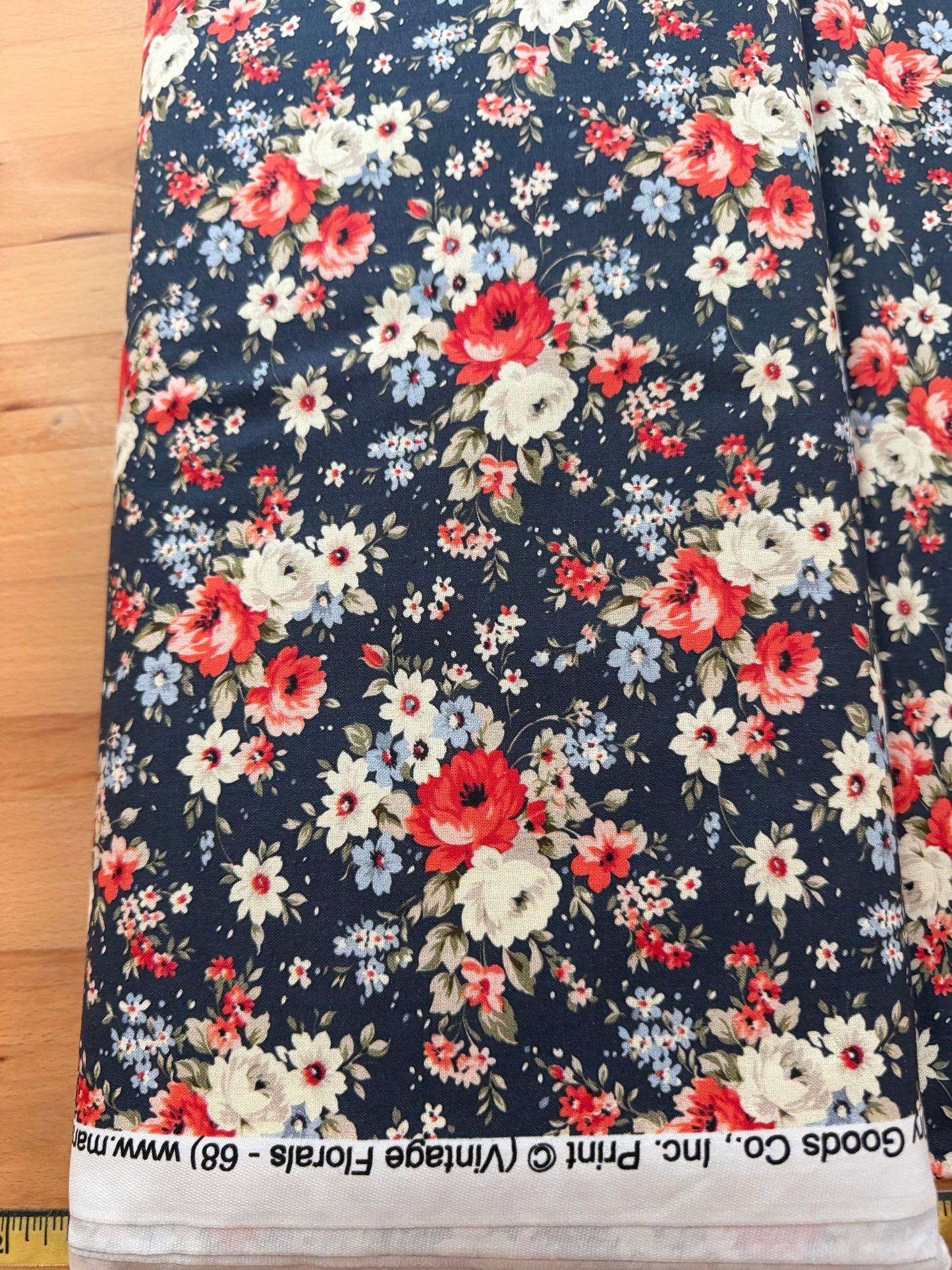Marshall Dry Goods Vintage Florals #68 – Navy Cottage Floral Quilting Cotton | 44/45" Wide