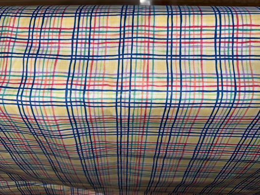 Vintage Bloomcraft Bold Plaid Treated Cotton Fabric – 54+ Inches Wide | Home Décor Cotton