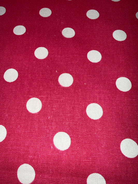 Hot Pink & White Polka Dot Cotton Canvas Fabric 56"+ Wide – Classic Polka Dot Home Décor & Craft Fabric