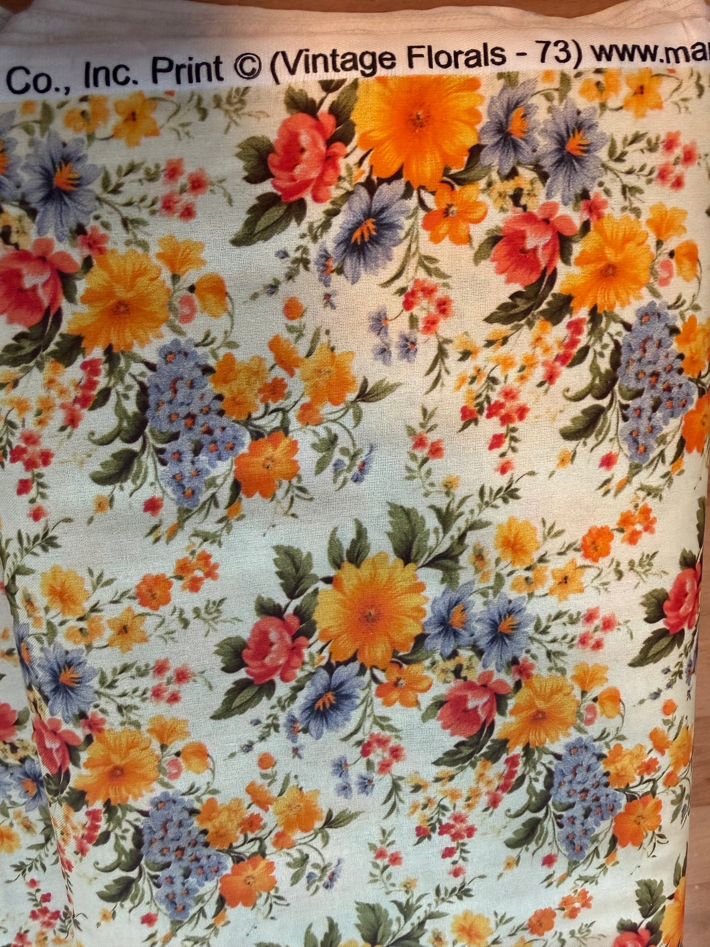 Marshall Dry Goods Vintage Florals #73 – Cream Floral Quilting Cotton | 44/45" Wide