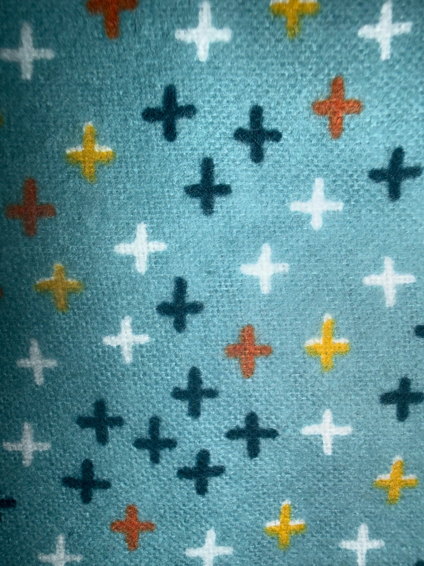 Blue Cotton Flannel Fabric – Modern Plus Sign Print – 43" Wide – Cozy Quilting & Apparel Fabric