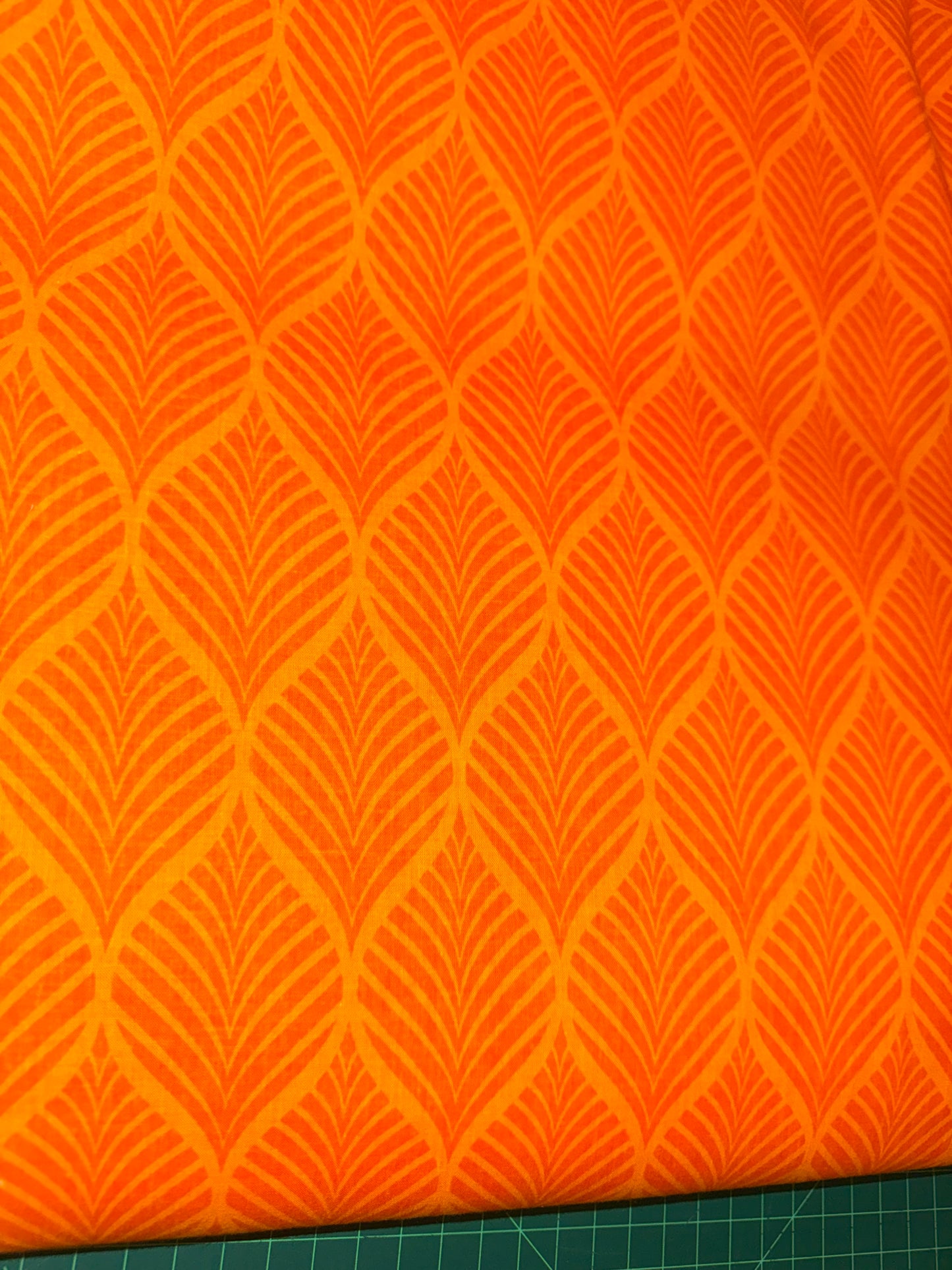 Orange Leaf Blender Quilting Cotton Fabric – 44/45" Wide – Unbranded Factory Seconds – Modern Leaf Print