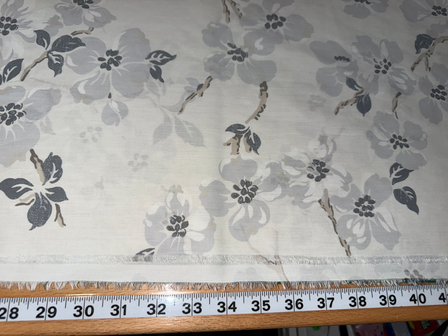 Bluish Gray & White Floral Quilting Cotton Fabric by the Yard – Unbranded Floral Print – 44/45" Wide