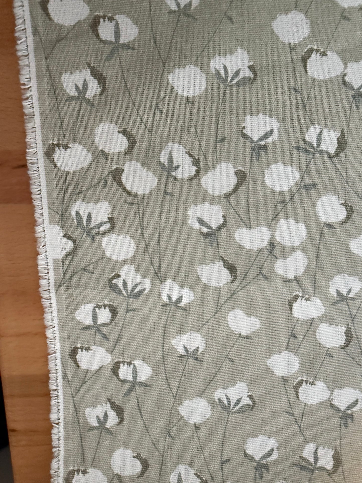 Heavyweight Cotton Canvas Fabric – Taupe Cotton Blossoms | 55+ Inch Wide | Floral Home Décor & Upholstery Fabric