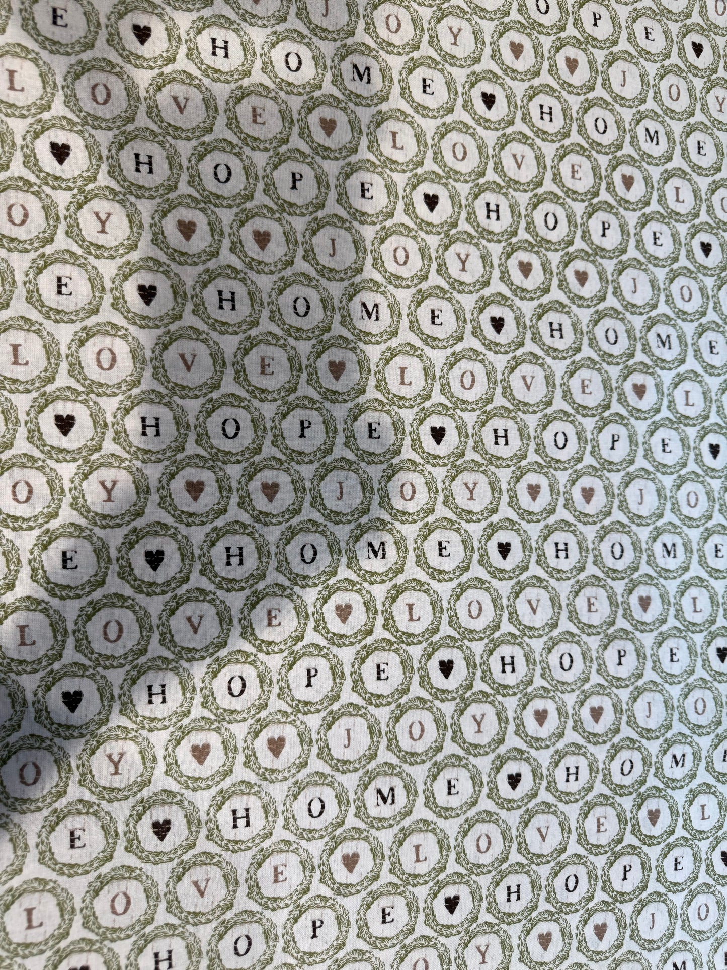 🏡 Emma & Mila Home • Love • Hope • Joy Cotton Fabric | 8 Yard Bolt | 44/45" Wide | Farmhouse Wreath Print