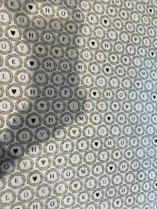 🏡 Emma & Mila Home • Love • Hope • Joy Cotton Fabric | 8 Yard Bolt | 44/45" Wide | Farmhouse Wreath Print