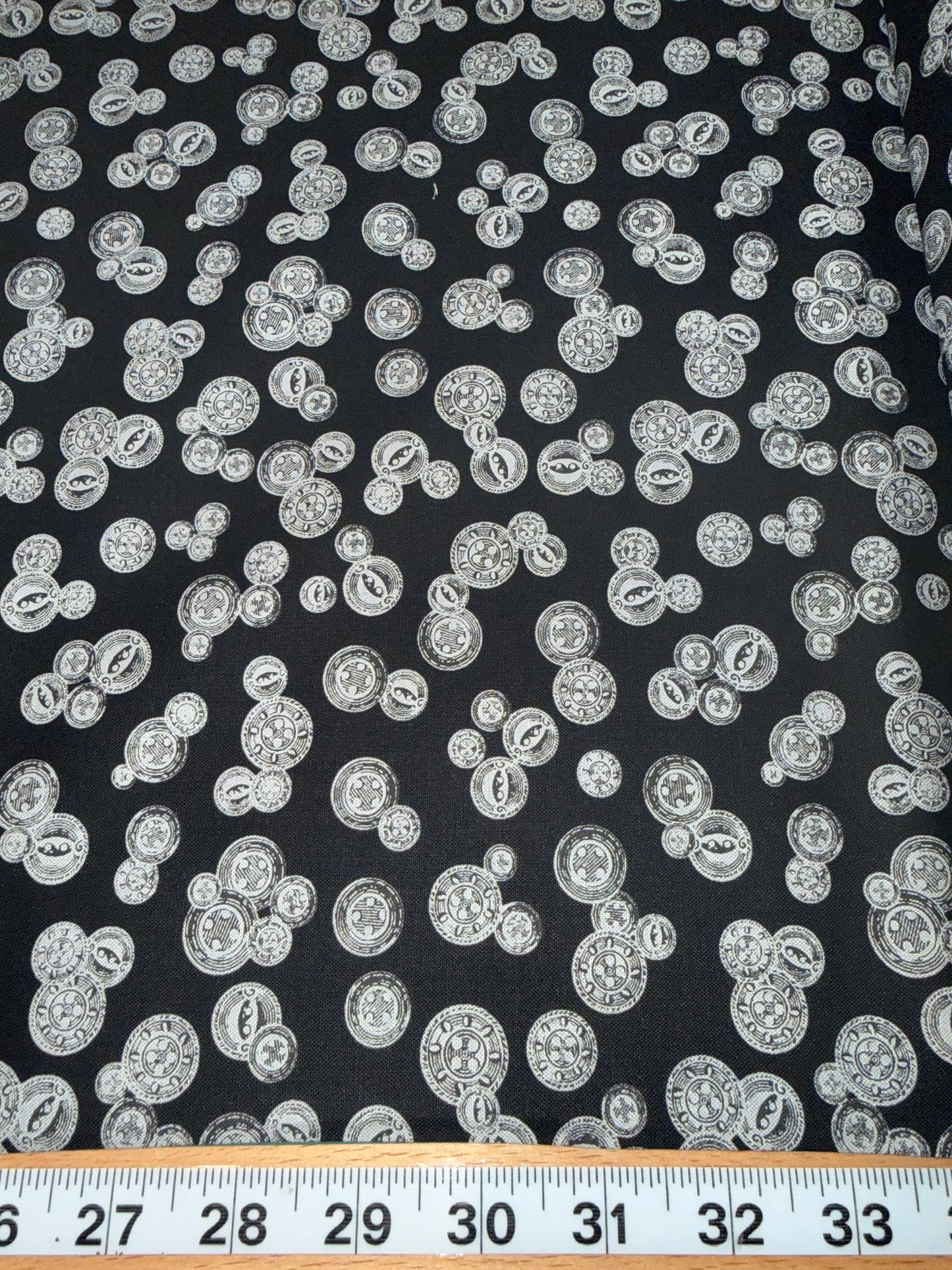 Gallery Fabrics Vintage Sewing Buttons Quilting Cotton Fabric – Black Button Toss Print – 44/45" Wide