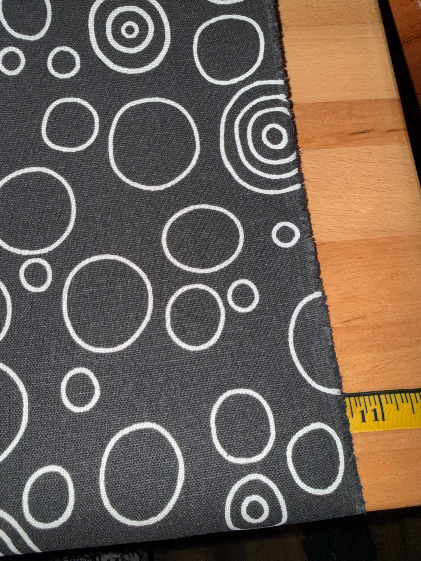 Modern Black & White Circle Cotton Canvas Fabric 56"+ Wide – Geometric Bubble Print Home Décor Fabric