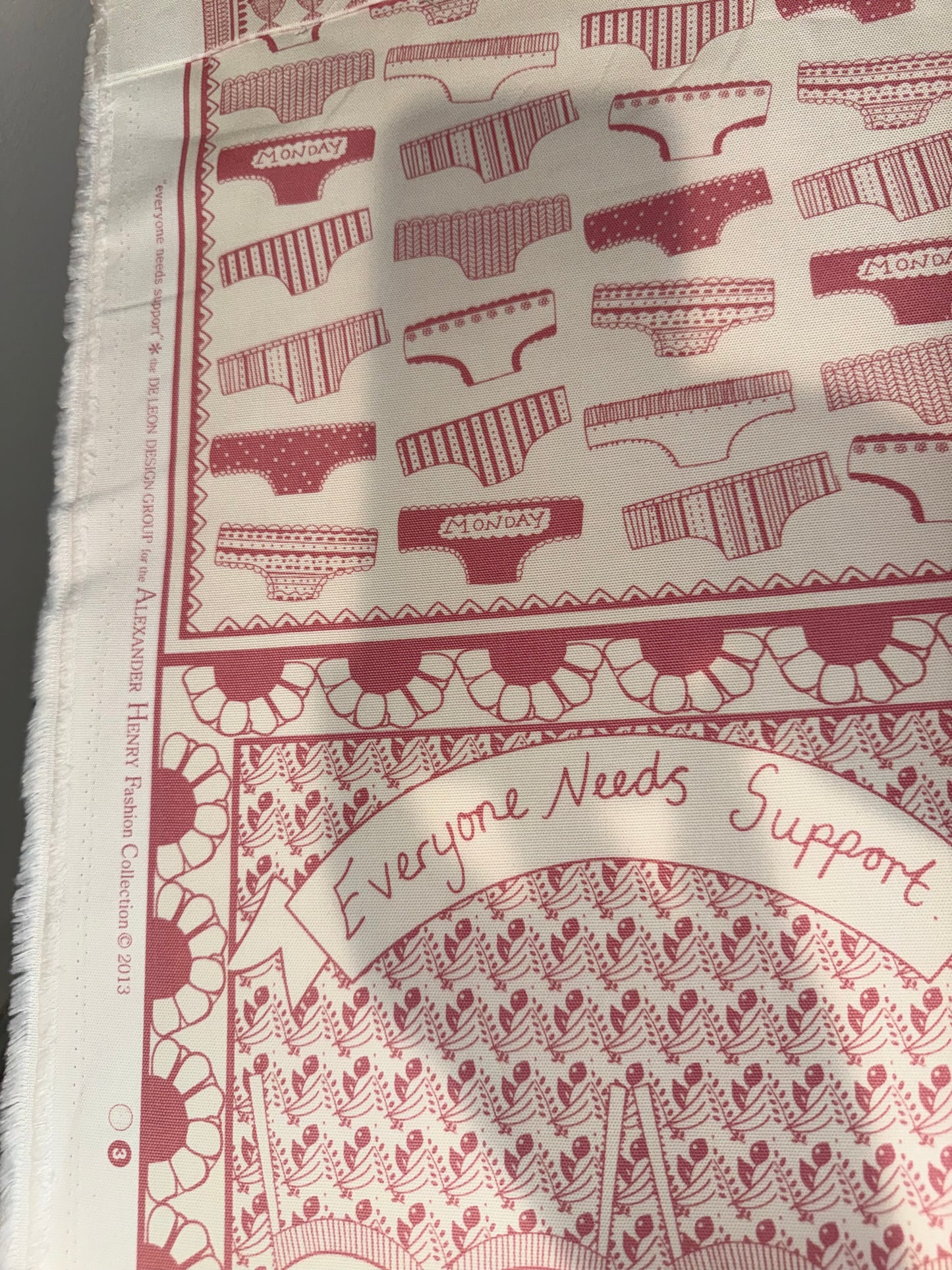 Vintage Alexander Henry "Everyone Needs Support" Canvas Fabric Panel – 44/45" Wide
