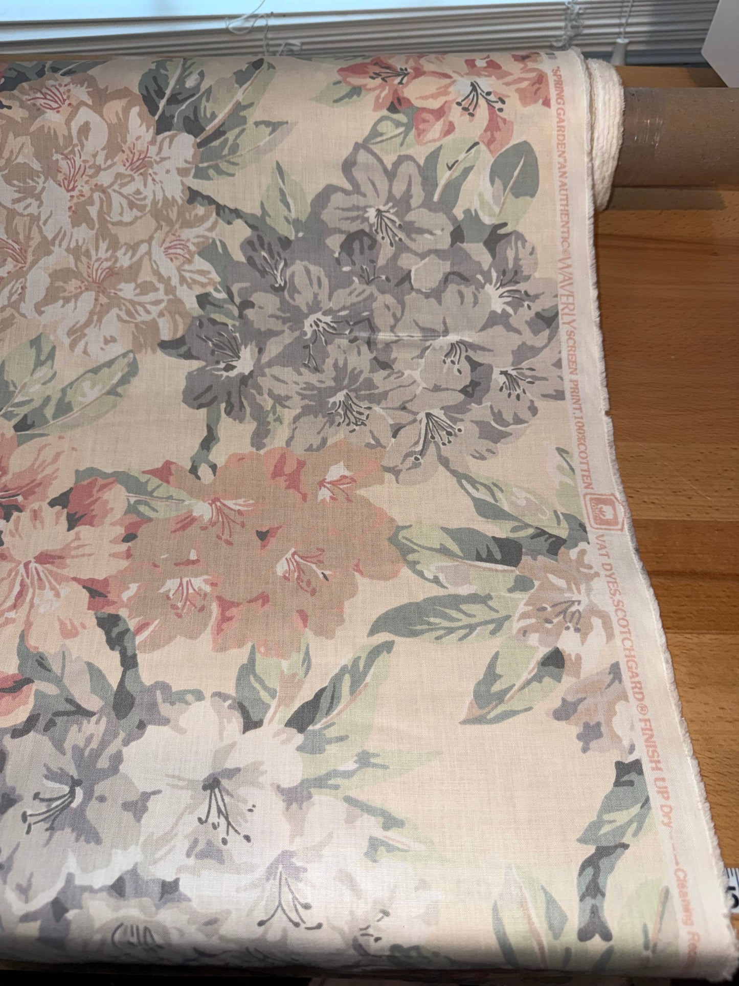 Waverly Spring Garden Floral Cotton Fabric – 54+ Inches Wide – Soft Pastel Botanical Print