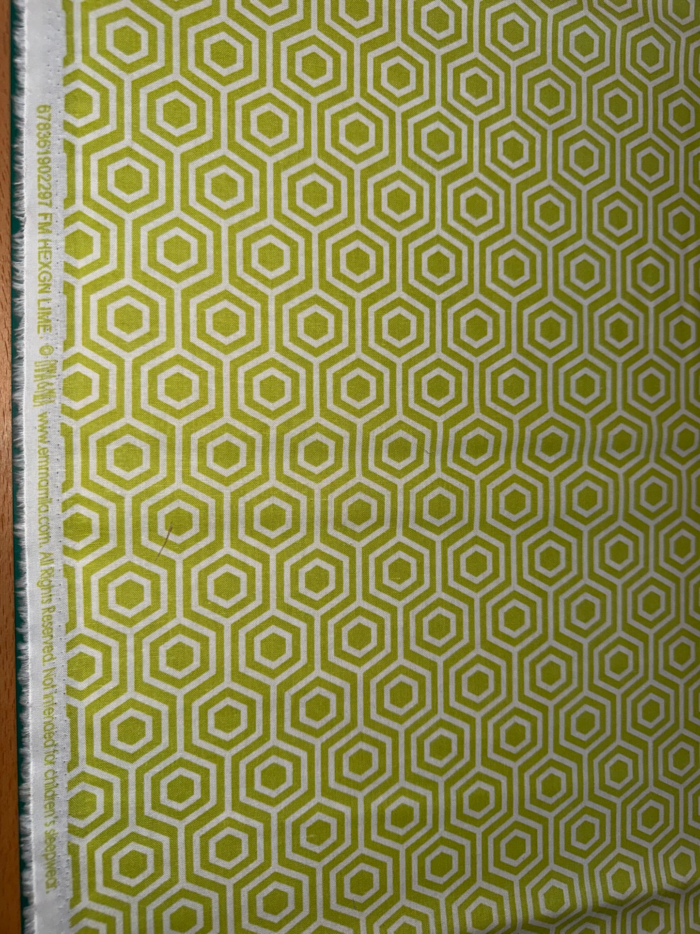 Emma & Mila Lime Hexagon Geometric Quilting Cotton Fabric – Modern Hex Print – 44/45" Wide