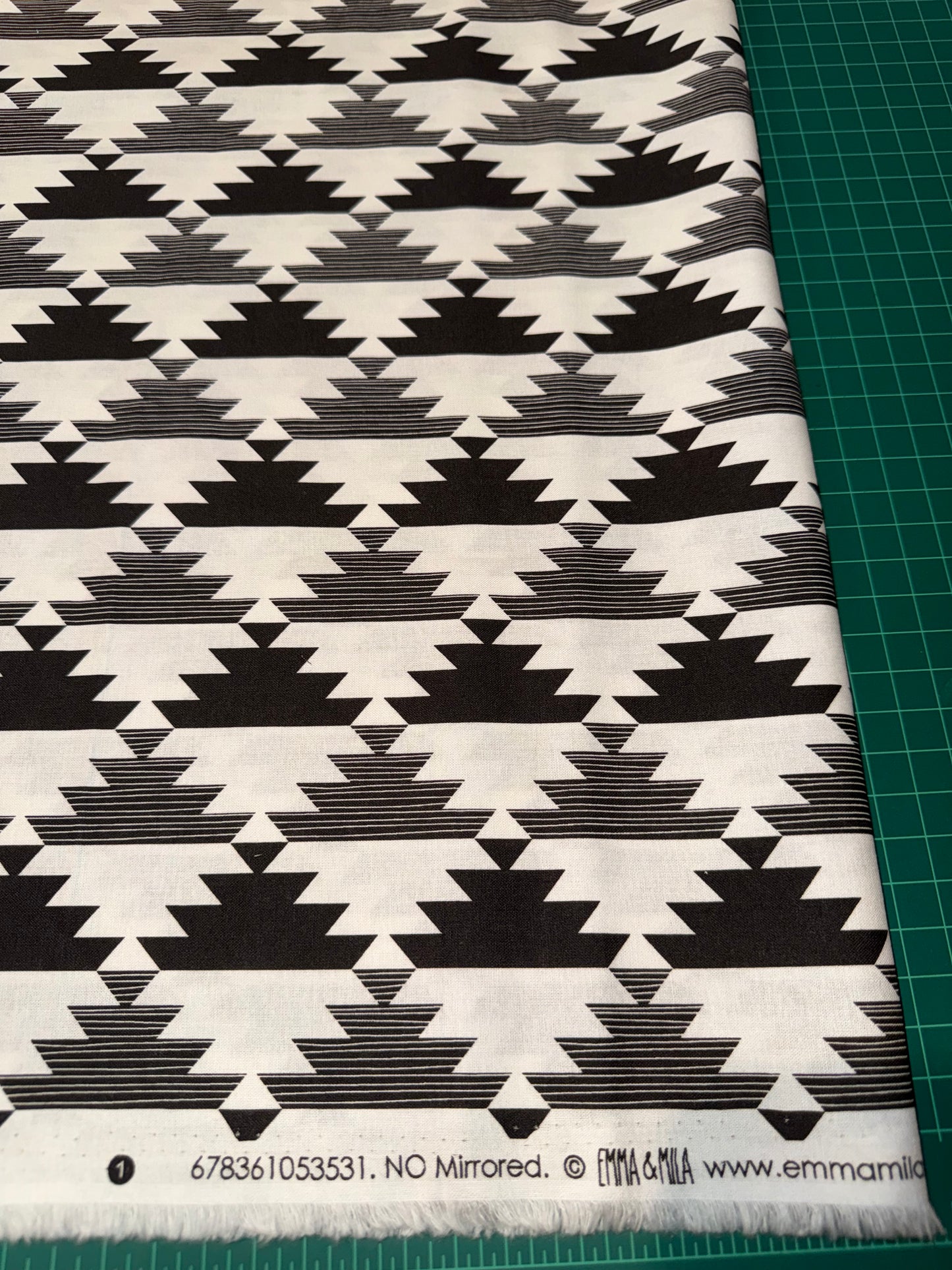 Emma & Mila Black & White Southwestern Geometric Quilting Cotton Fabric – 44/45" Wide