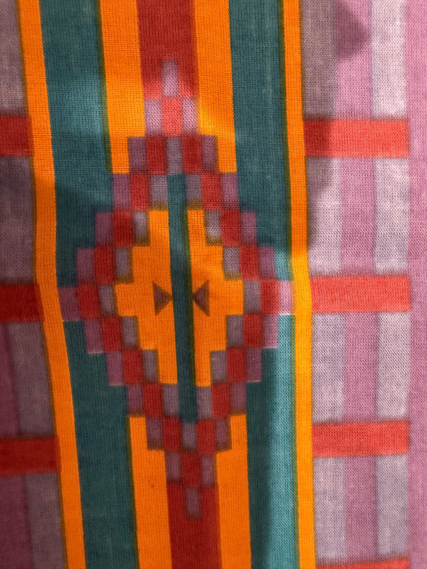 Vintage Southwestern Stripe Bandanna – Teal, Purple & Gold – 21" Square – USA Made
