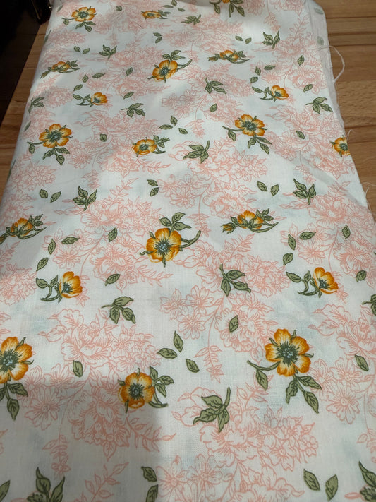 Vintage Classic Cottons Floral Quilting Fabric – 44/45 Inches Wide – Yellow Wildflower Print