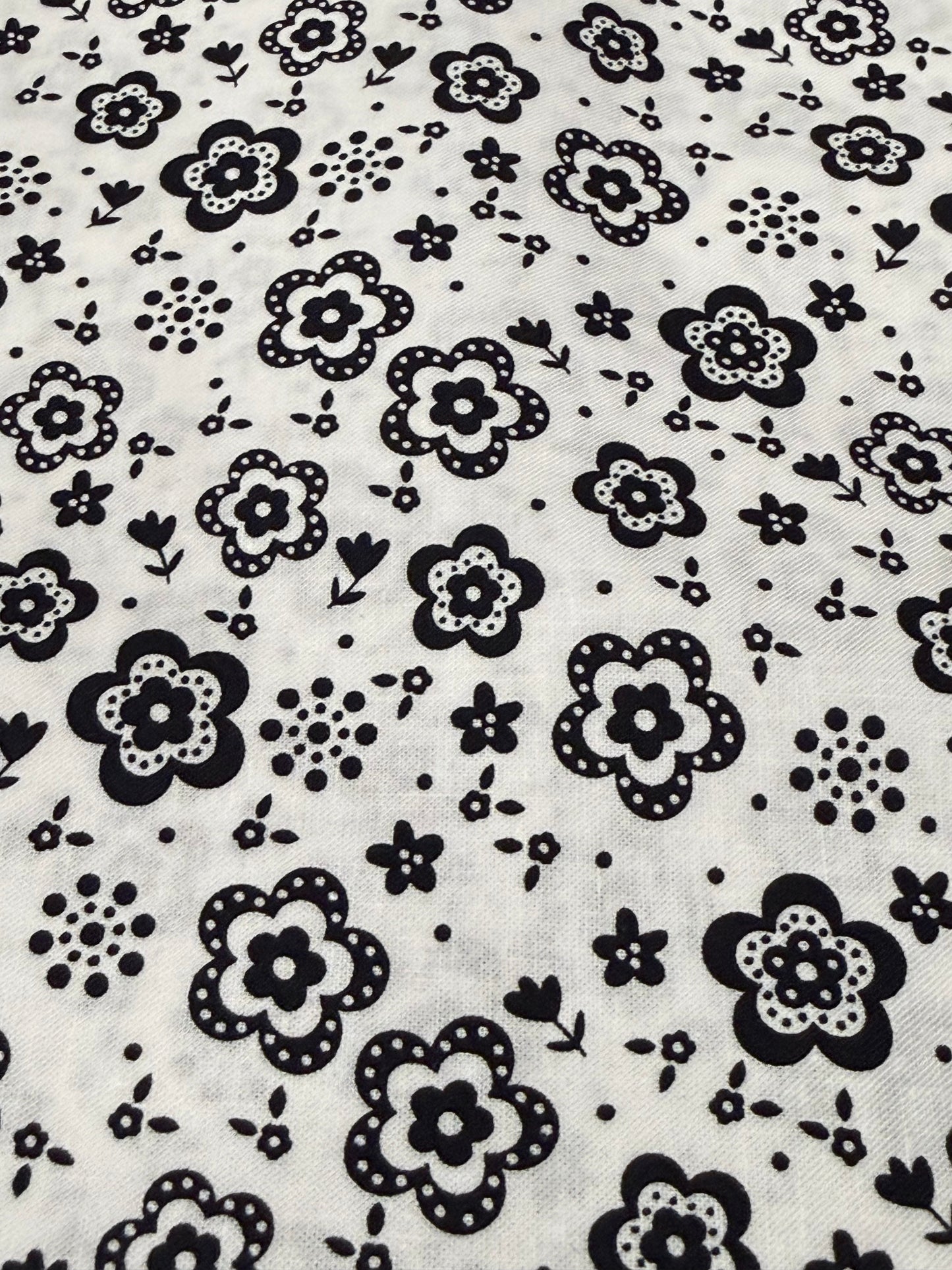 Blank Quilting Corp Black & White Floral Quilting Cotton – Ditsy Flower Print | 44/45" Wide
