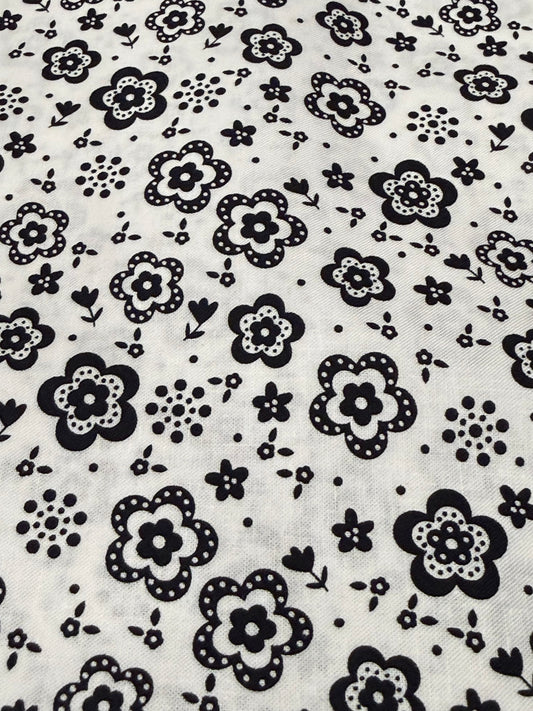 Blank Quilting Corp Black & White Floral Quilting Cotton – Ditsy Flower Print | 44/45" Wide