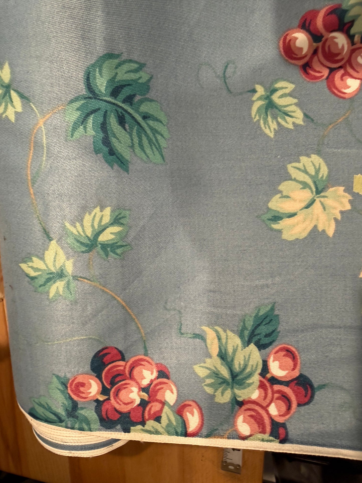 Vintage Blue Floral Vine Cotton Fabric – 54+ Inches Wide – Home Décor & Upholstery Weight