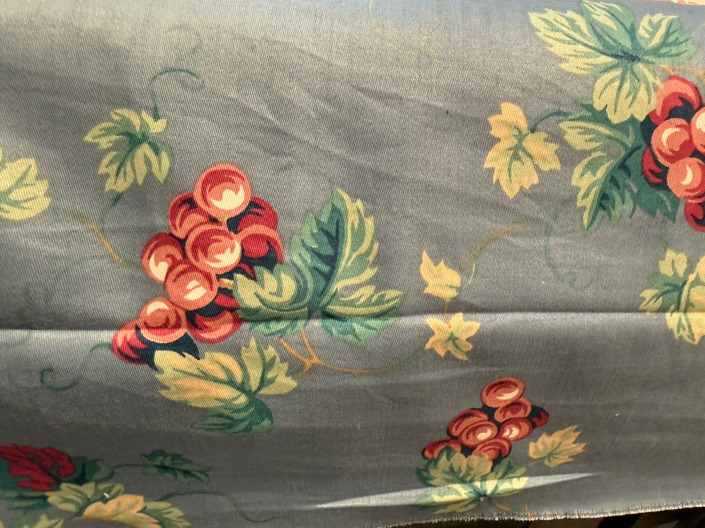 Vintage Blue Floral Vine Cotton Fabric – 54+ Inches Wide – Home Décor & Upholstery Weight